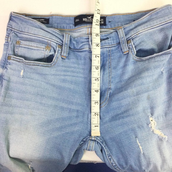 Hollister Men's Light Wash Distressed Stacked Skinny Advanced Stretch Blue 31 - Picture 11 of 16